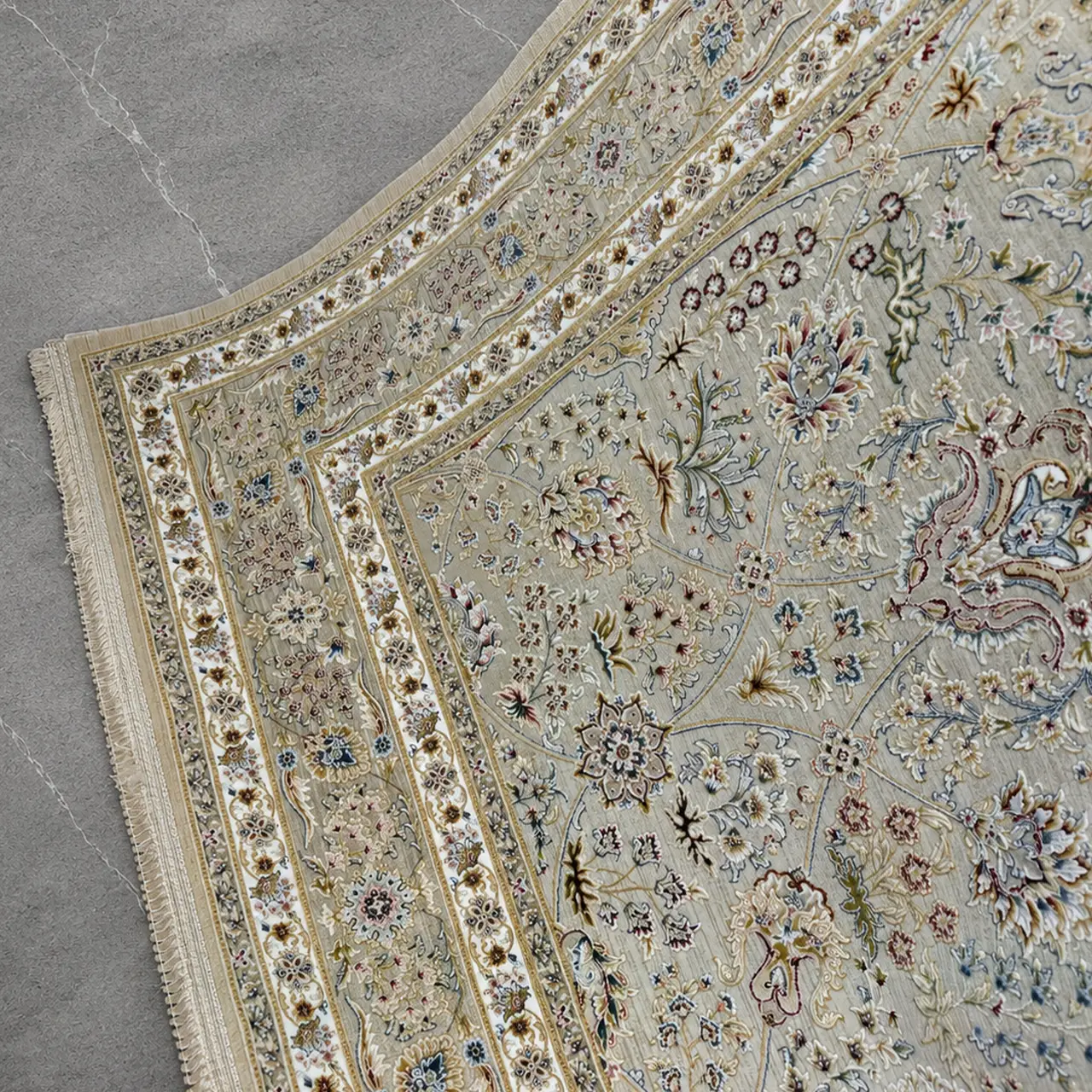 فرش 6 متری 1200 قیطران (ویرا) کرم حاشیه نسکافه ای 527