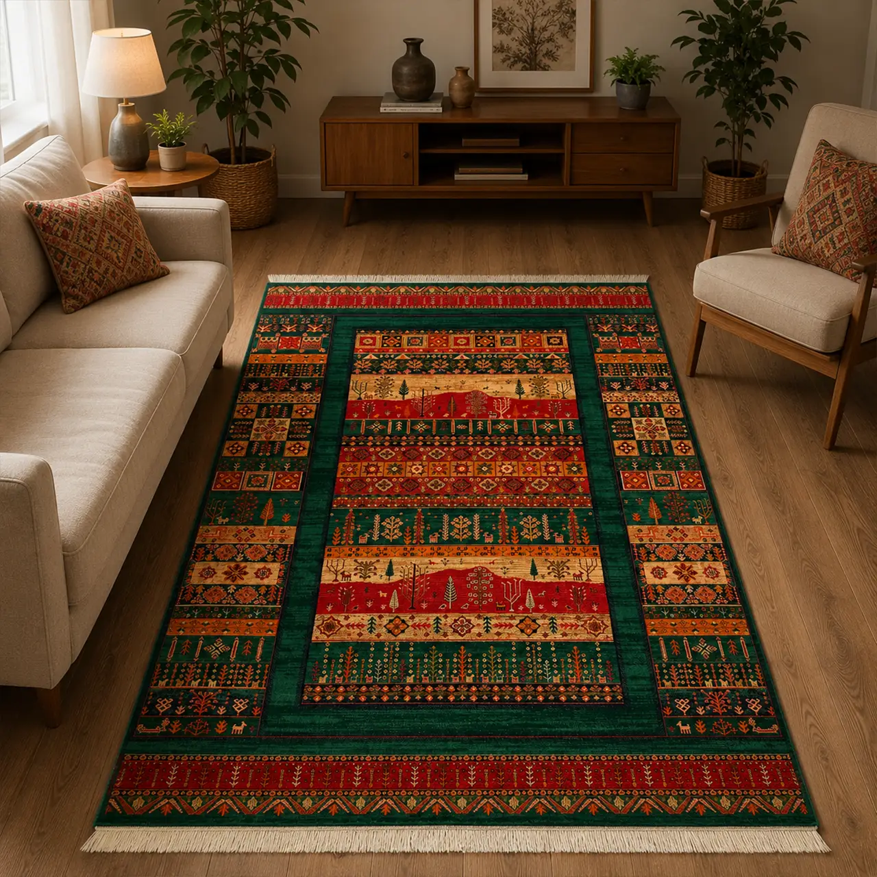 فرش 2.25*1.5 هیوا 520 سبز