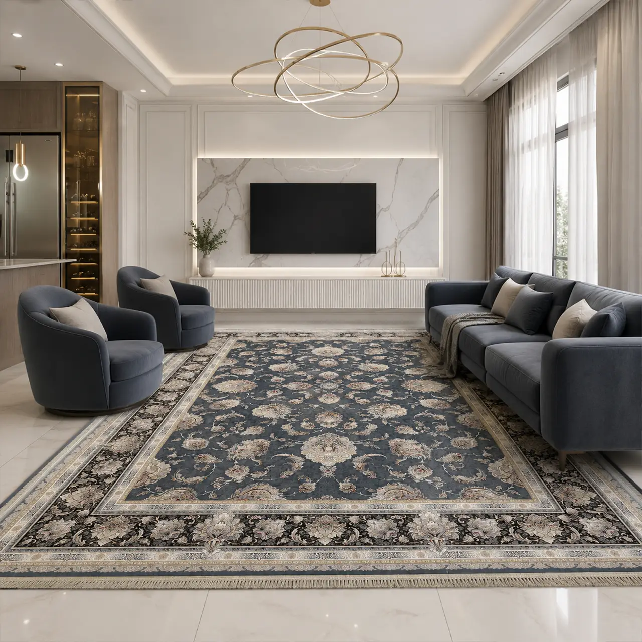 فرش 12 متری 1200 شانه آراز آیسان آبی